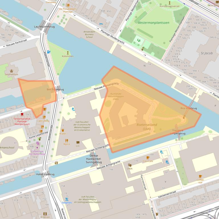 Kaart van postcodegebied 1018VZ.