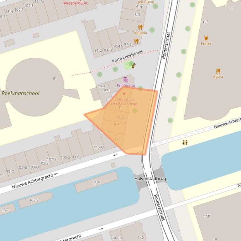 Kaart van postcodegebied 1018WD.