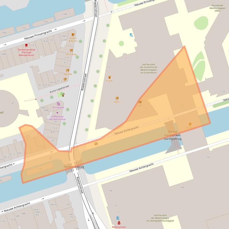 Kaart van postcodegebied 1018WS.