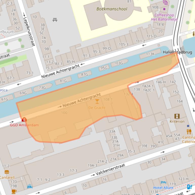 Kaart van postcodegebied 1018WT.