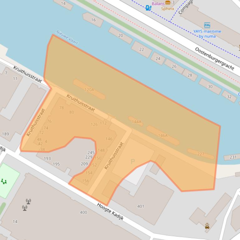 Kaart van postcodegebied 1018WW.