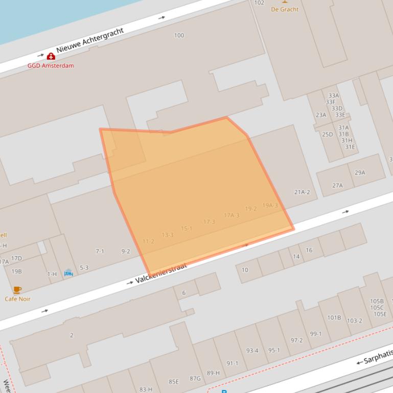 Kaart van postcodegebied 1018XC.