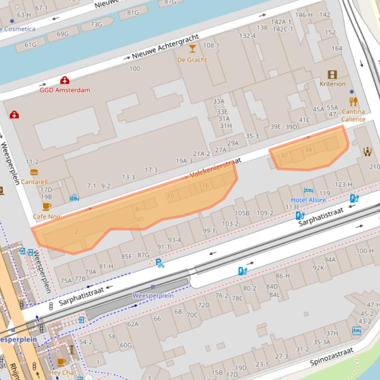 Kaart van postcodegebied 1018XG.