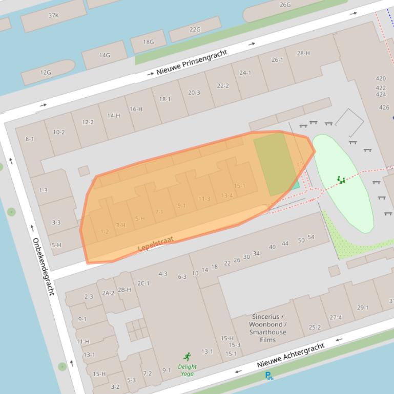 Kaart van postcodegebied 1018XK.