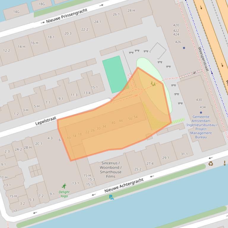 Kaart van postcodegebied 1018XM.