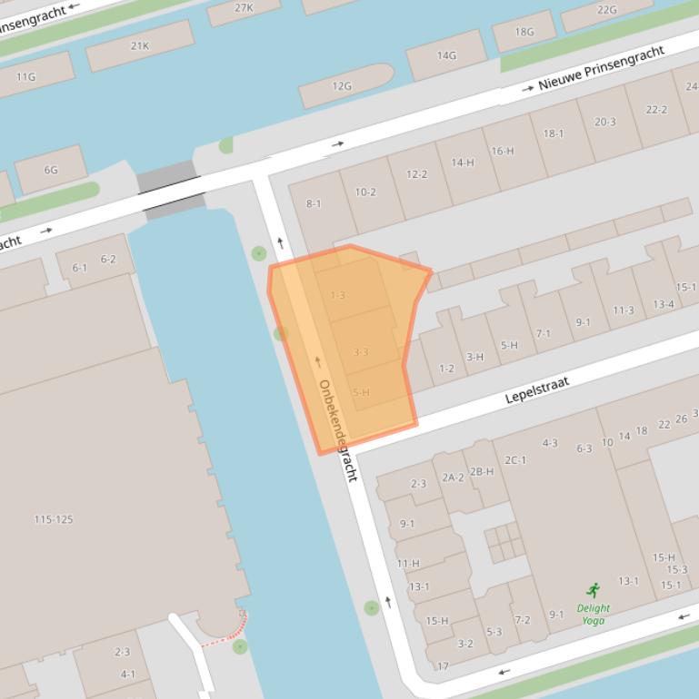 Kaart van postcodegebied 1018XN.