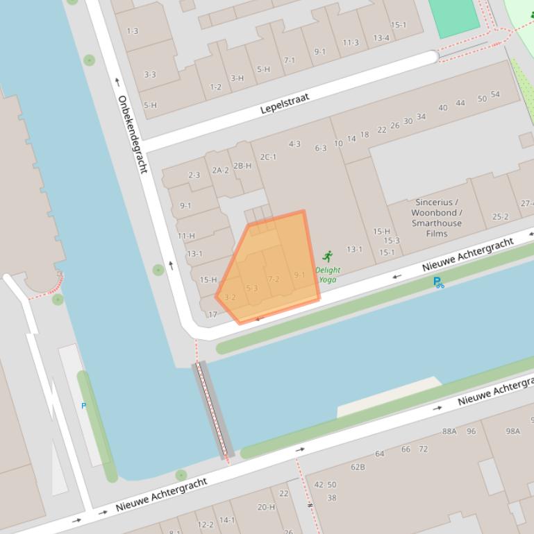 Kaart van postcodegebied 1018XT.