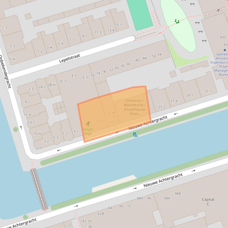 Kaart van postcodegebied 1018XV.