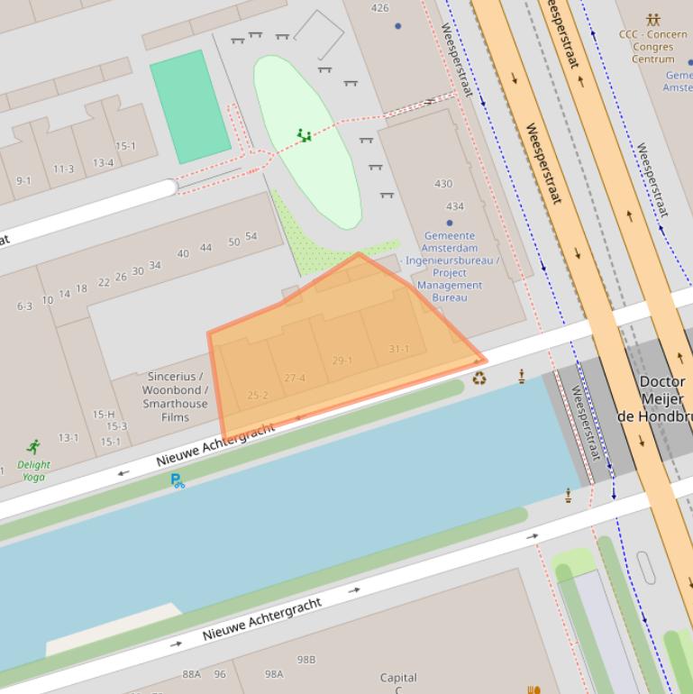 Kaart van postcodegebied 1018XW.