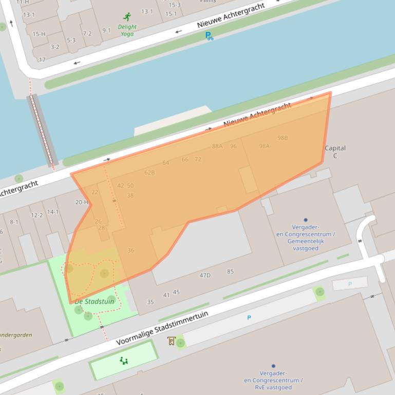 Kaart van postcodegebied 1018XZ.