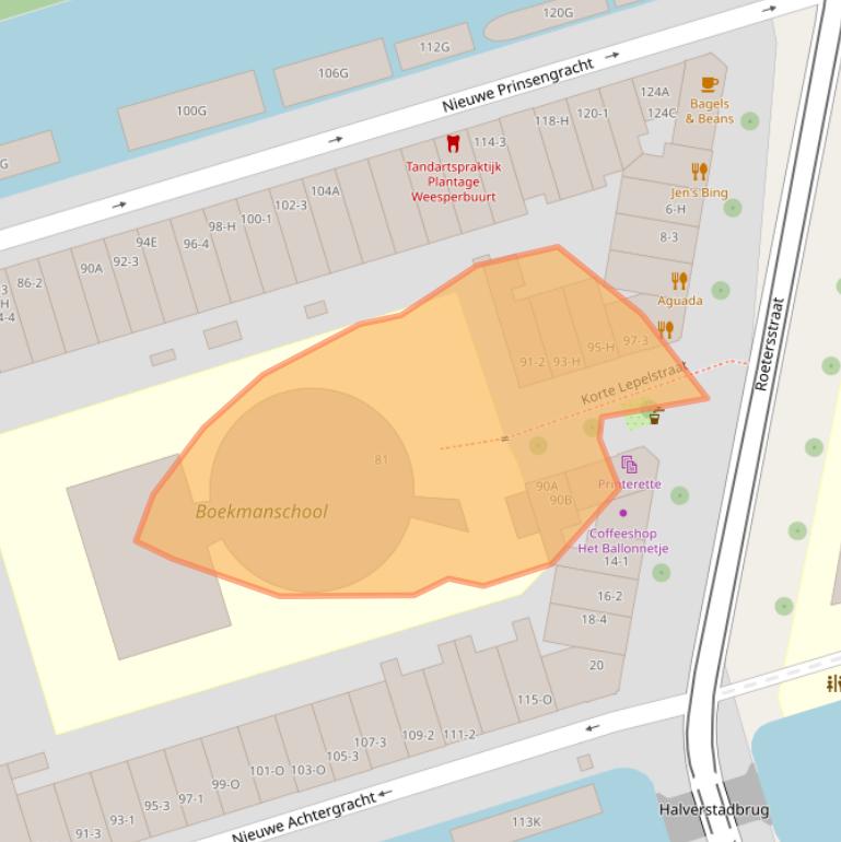 Kaart van postcodegebied 1018ZA.