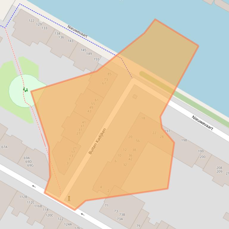 Kaart van postcodegebied 1018ZS.