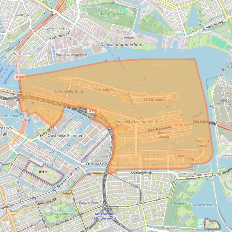 Kaart van postcodegebied 1019.