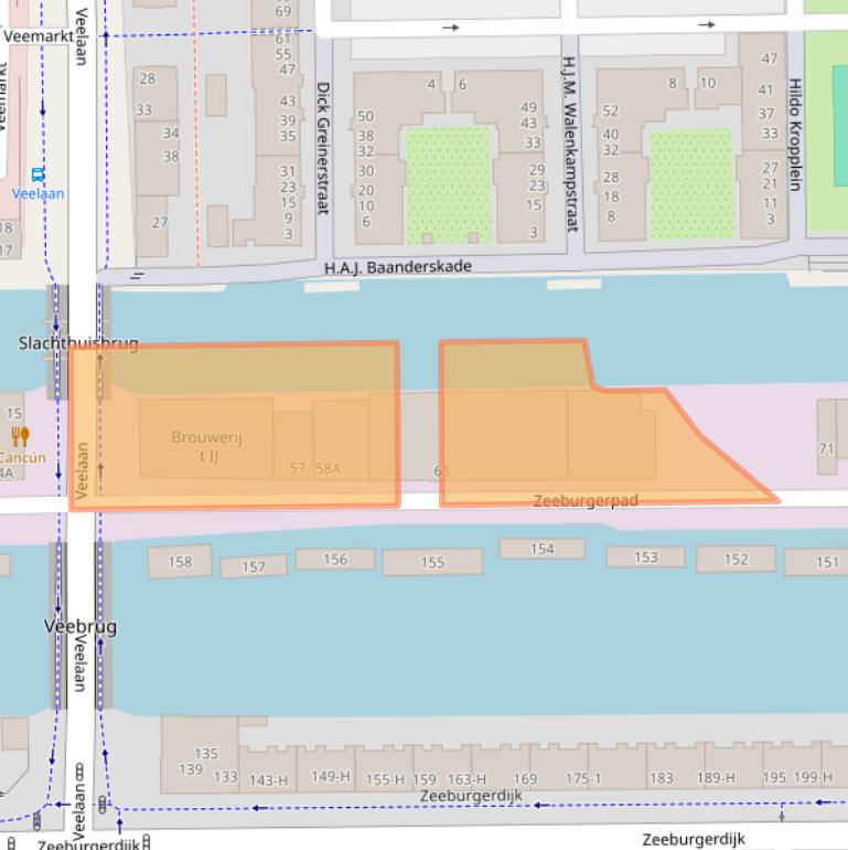 Kaart van postcodegebied 1019AC.