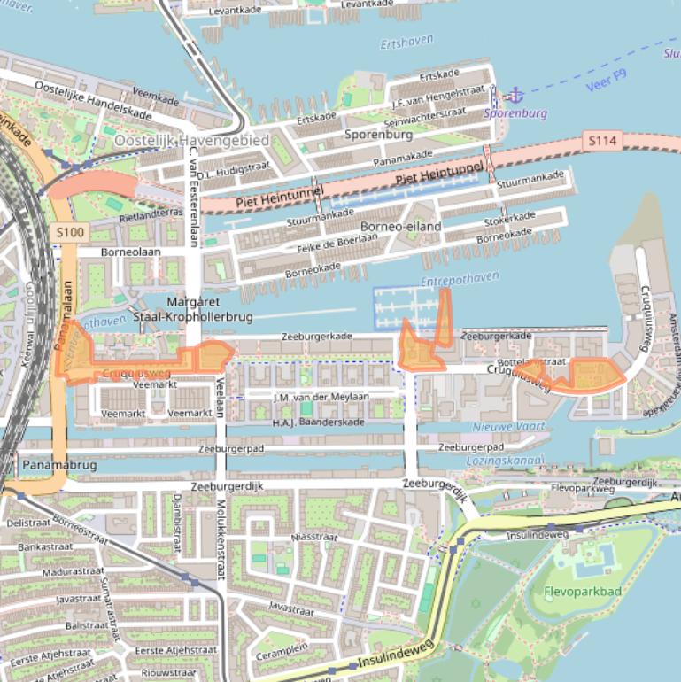 Kaart van postcodegebied 1019AT.