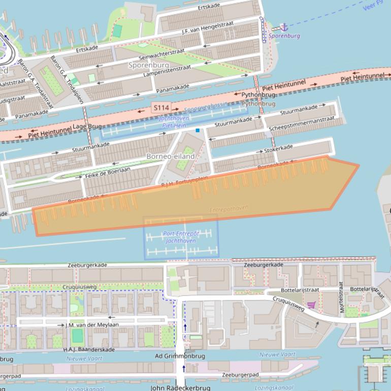 Kaart van postcodegebied 1019AW.