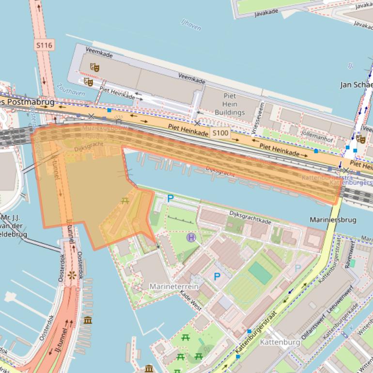 Kaart van postcodegebied 1019BS.