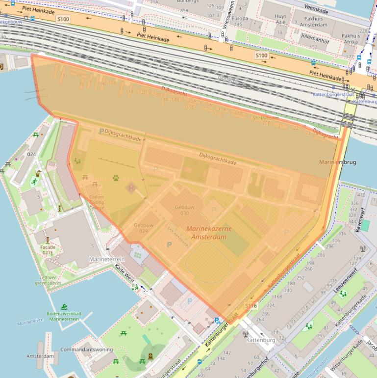 Kaart van postcodegebied 1019BT.