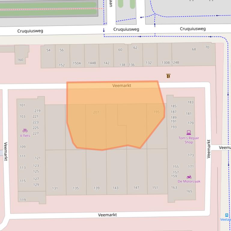 Kaart van postcodegebied 1019CJ.