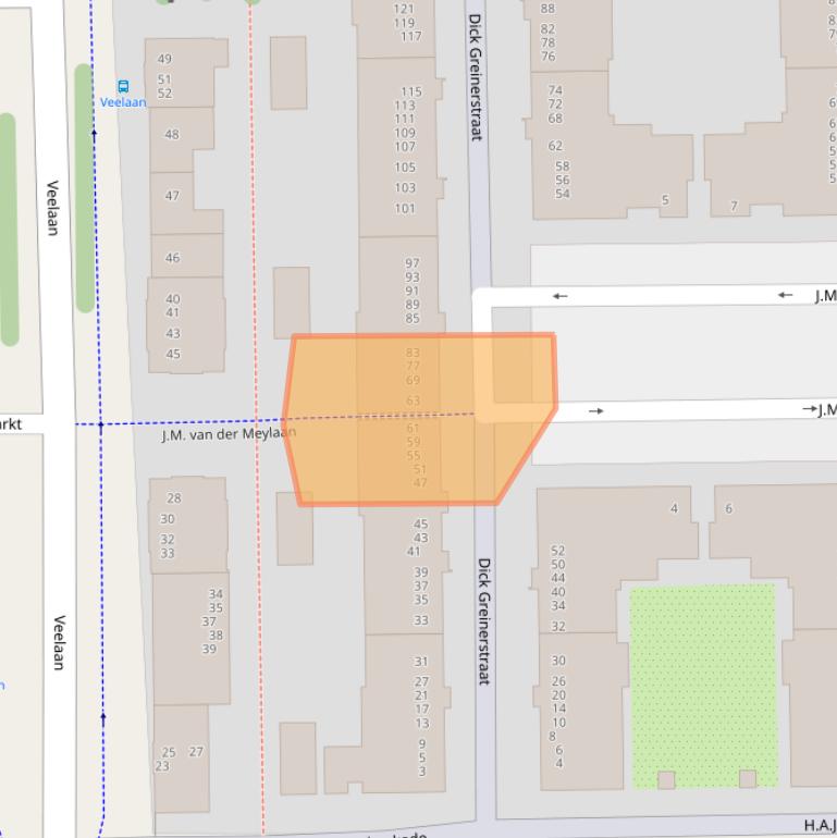 Kaart van postcodegebied 1019CR.