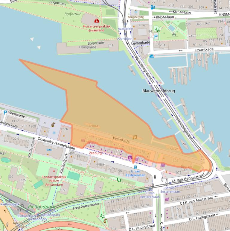 Kaart van postcodegebied 1019CZ.