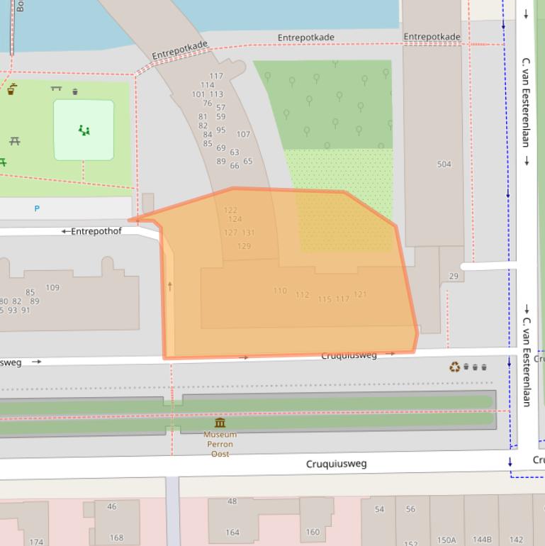 Kaart van postcodegebied 1019DM.