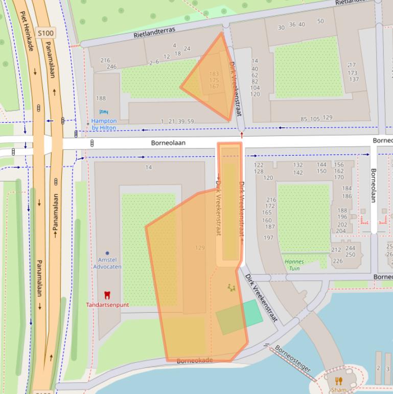 Kaart van postcodegebied 1019DP.