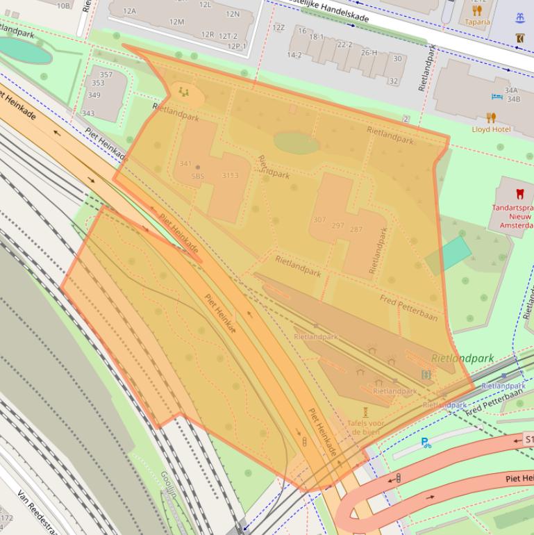 Kaart van postcodegebied 1019DW.