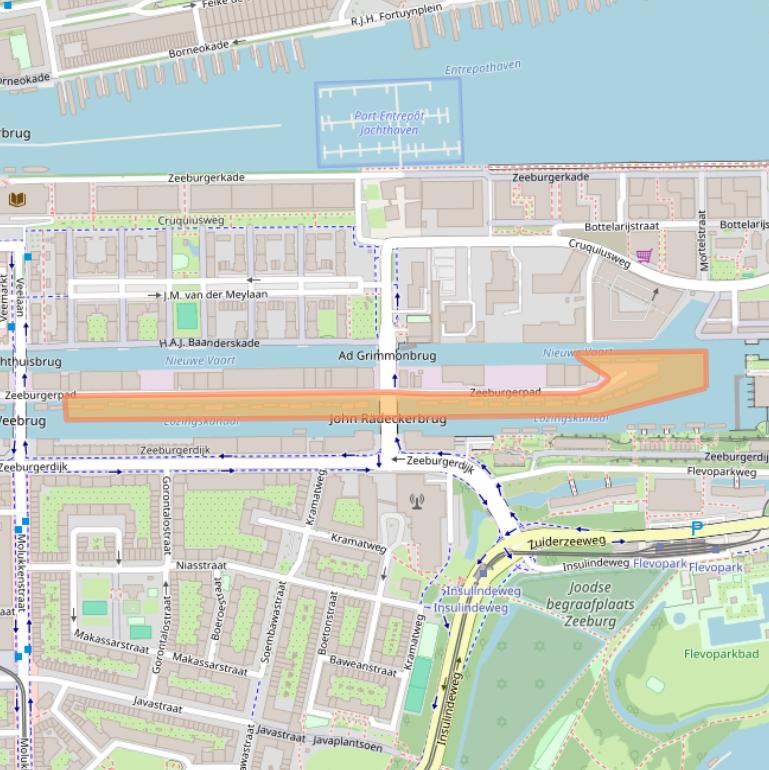 Kaart van postcodegebied 1019DX.