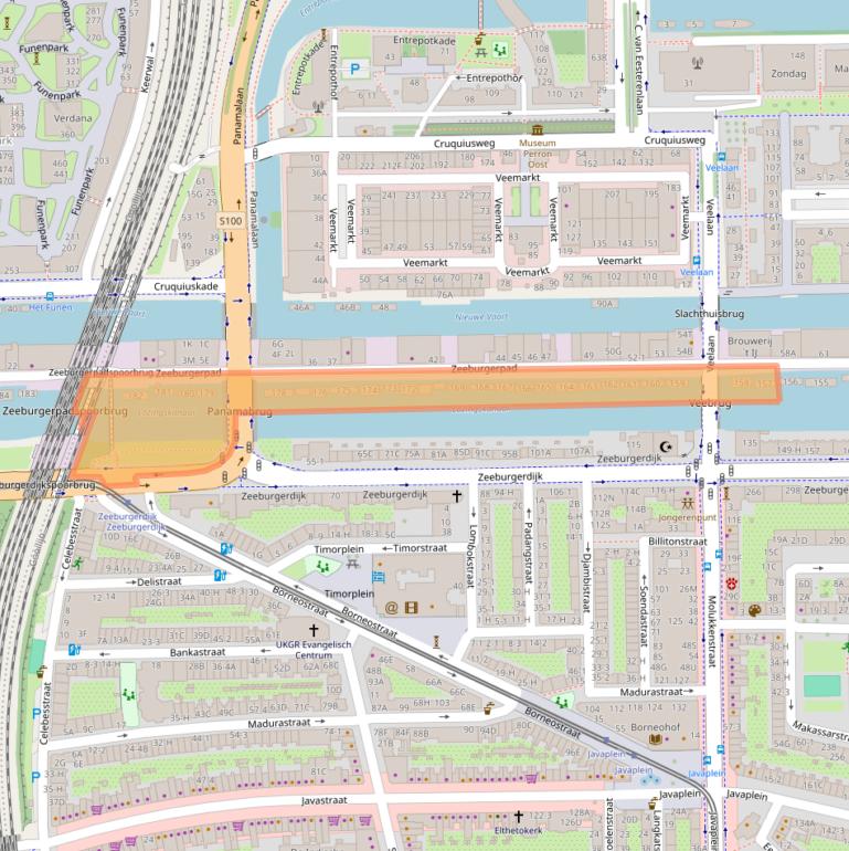 Kaart van postcodegebied 1019DZ.