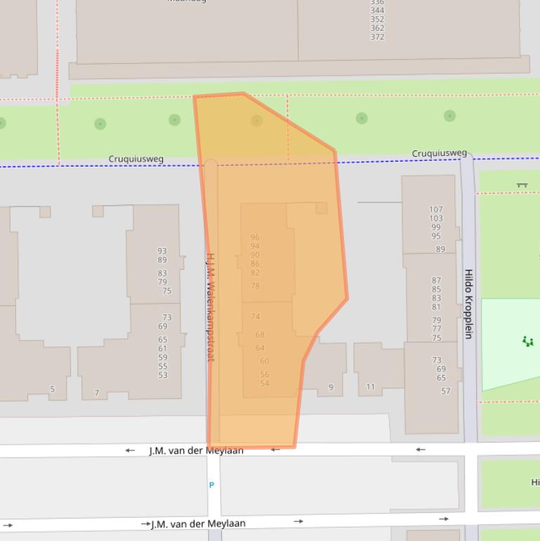 Kaart van postcodegebied 1019EC.