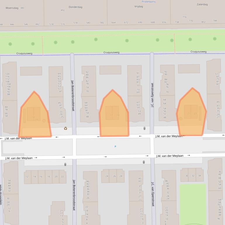 Kaart van postcodegebied 1019EK.