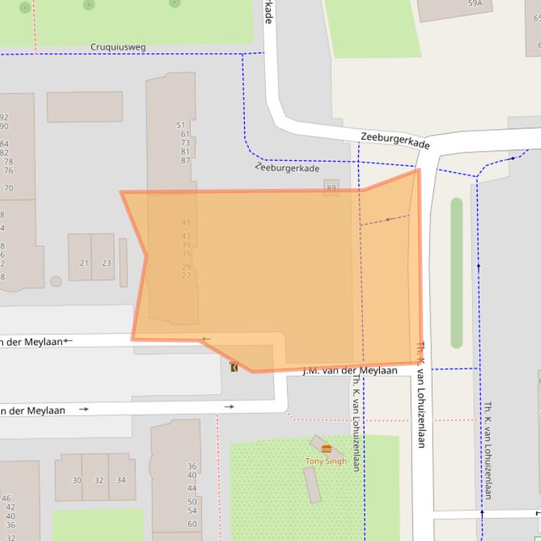 Kaart van postcodegebied 1019EL.