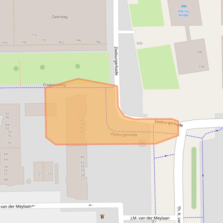 Kaart van postcodegebied 1019EN.