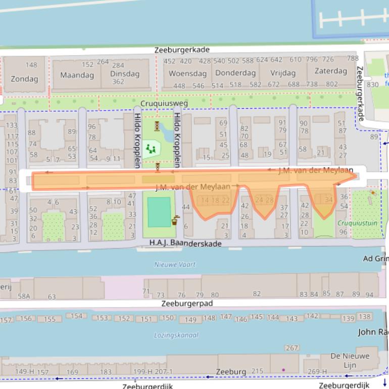 Kaart van postcodegebied 1019EP.