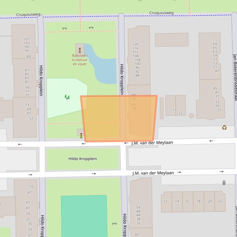 Kaart van postcodegebied 1019EX.