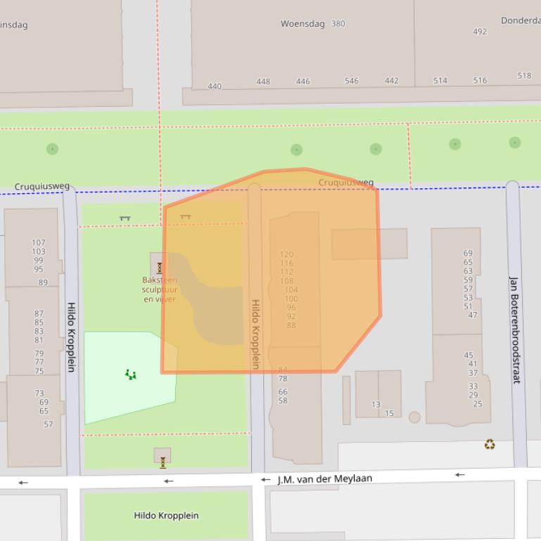 Kaart van postcodegebied 1019GA.
