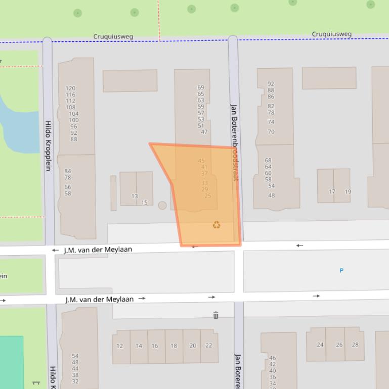 Kaart van postcodegebied 1019GC.