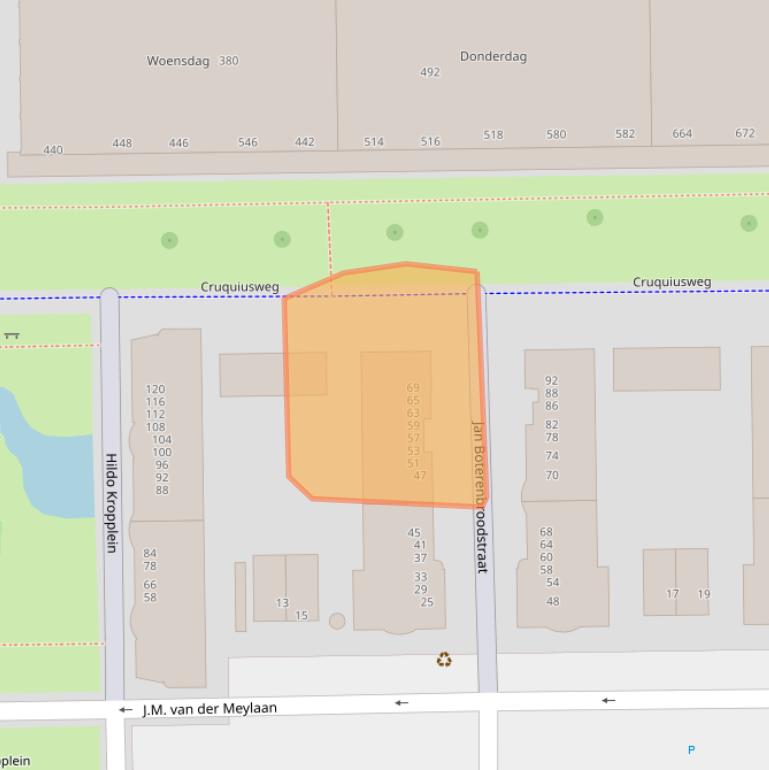 Kaart van postcodegebied 1019GE.