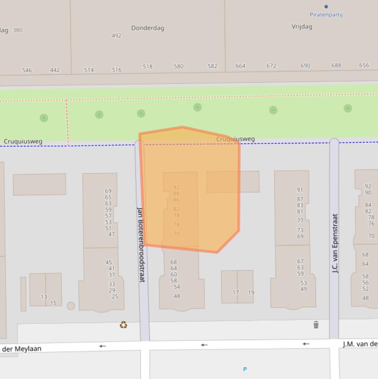 Kaart van postcodegebied 1019GK.