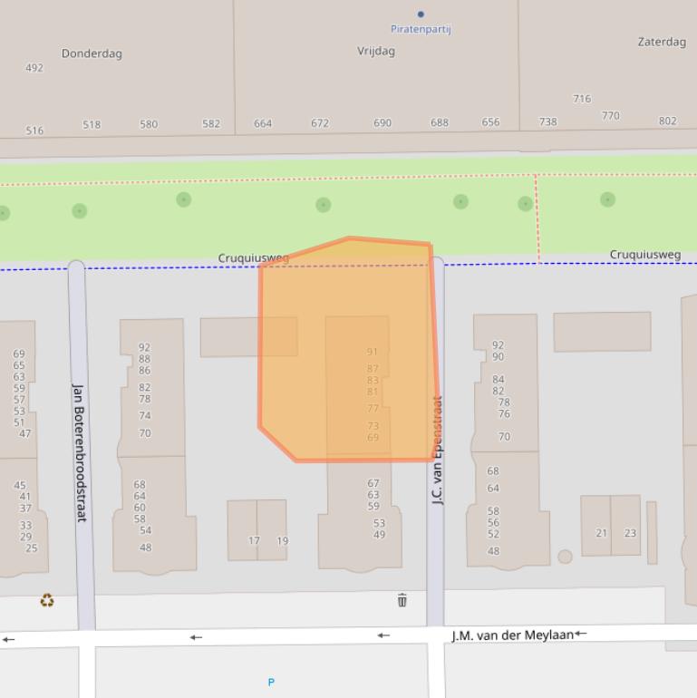 Kaart van postcodegebied 1019GR.