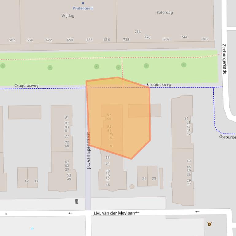 Kaart van postcodegebied 1019GX.