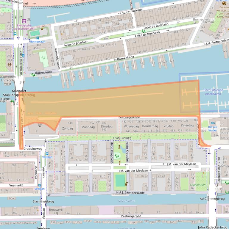 Kaart van postcodegebied 1019HA.