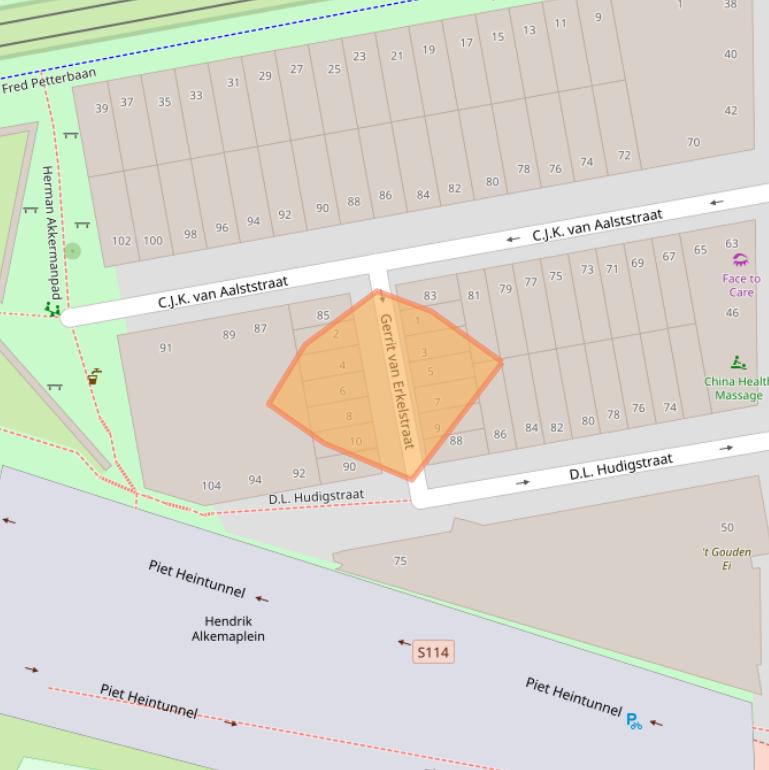 Kaart van postcodegebied 1019JW.