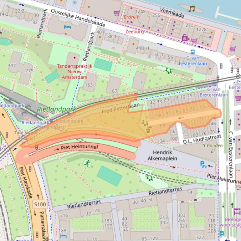 Kaart van postcodegebied 1019JX.