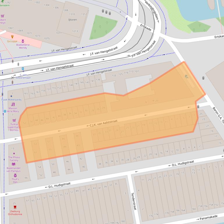 Kaart van postcodegebied 1019JZ.