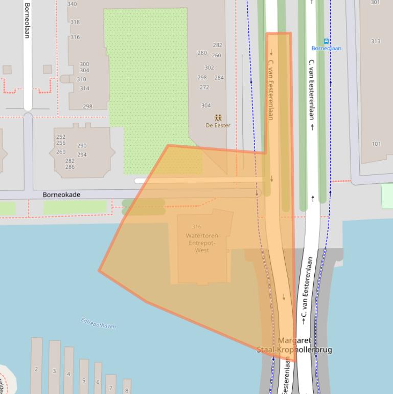 Kaart van postcodegebied 1019KE.