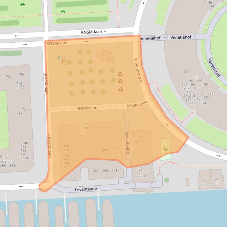 Kaart van postcodegebied 1019LT.