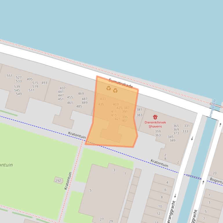 Kaart van postcodegebied 1019PN.