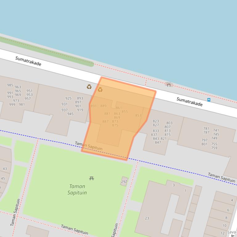 Kaart van postcodegebied 1019RA.